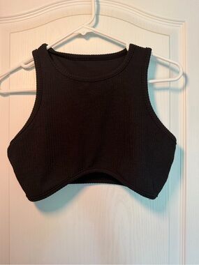 Black Ribbed Crop Top and Skirt- Women